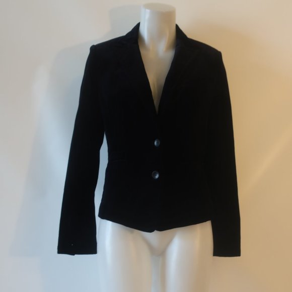 NWT Womens Kai-aakmann Black Velour 2 Button Blazer Sz L * - Picture 1 of 7